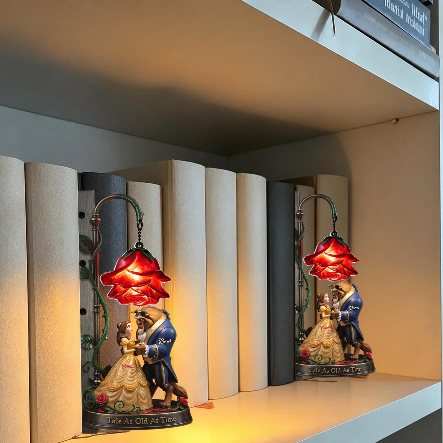 Tale As Old As Time - Personalized Beauty And The Beast Bookshelf Lamp
