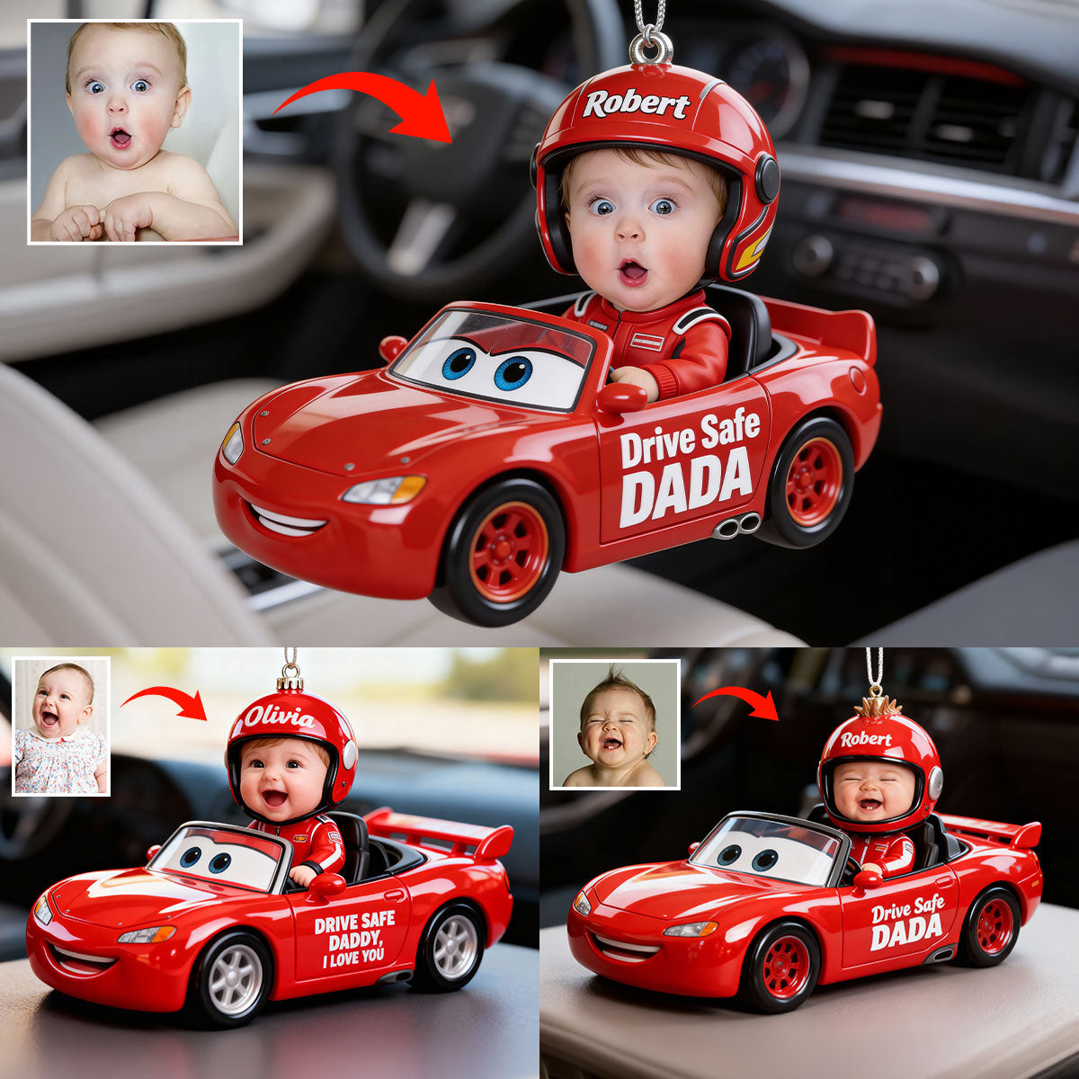 Drive Safe Daddy - Personalized Cars Transparent Car Ornament
