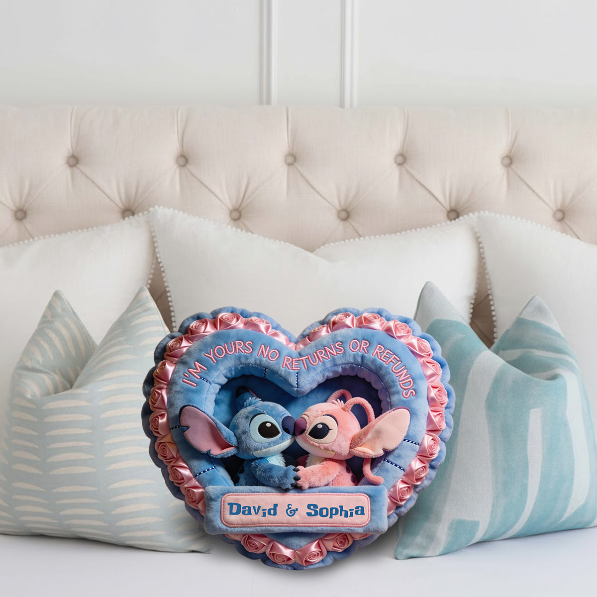 I'm Yours No Returns Or Refunds - Personalized Ohana Faux Fur Shaped Pillow