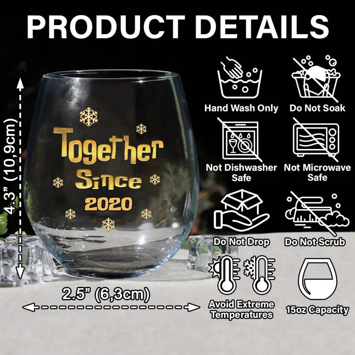 I Love You - Personalized Ohana All Over Wine Glass