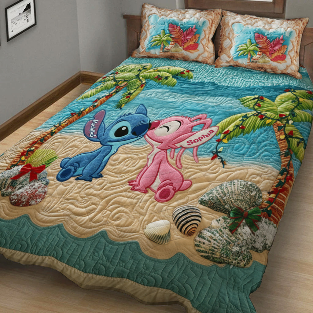 Tropical Christmas Beach - Personalized Ohana Quilt Set