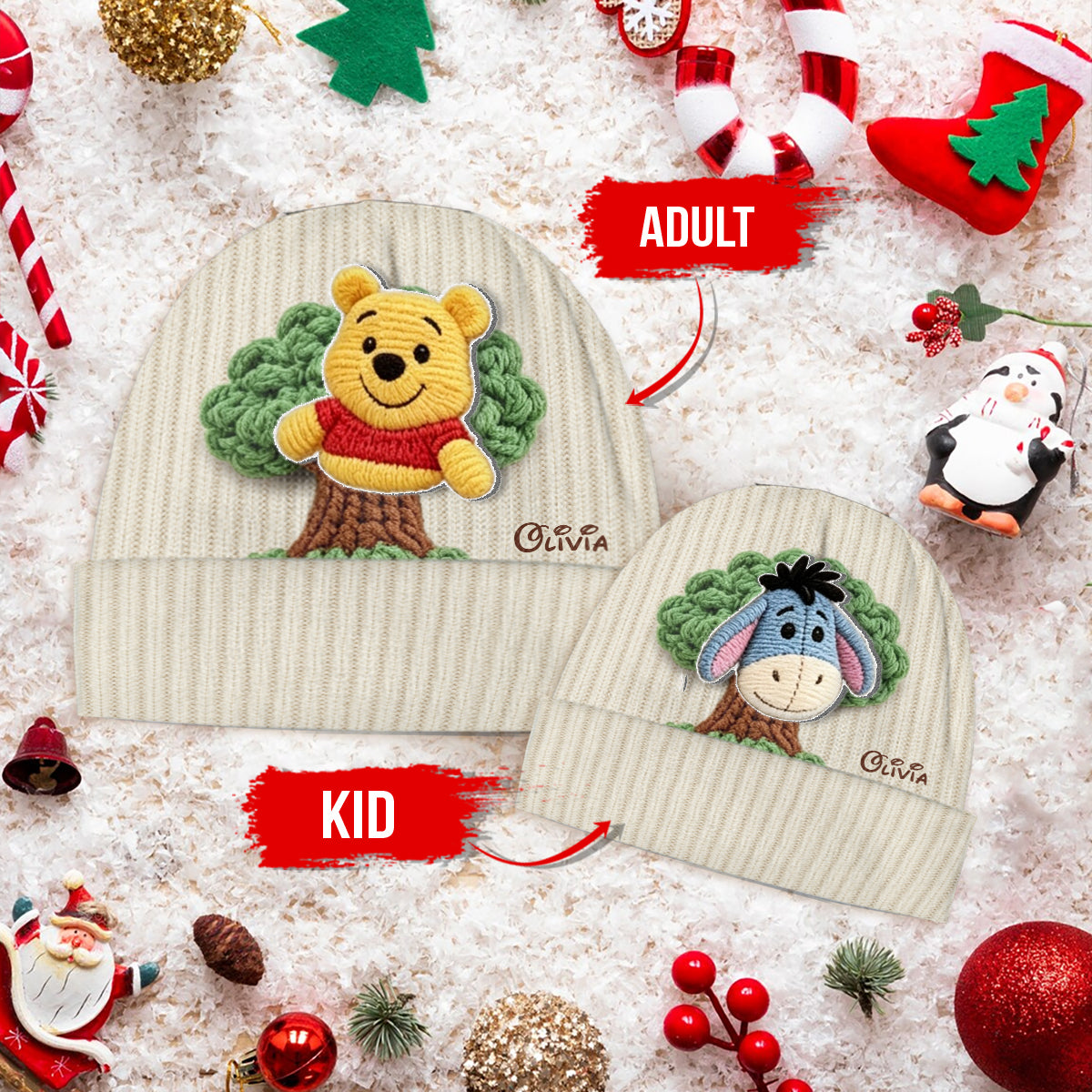 Friends - Personalized Yellow Bear Beanie Hat With Patches
