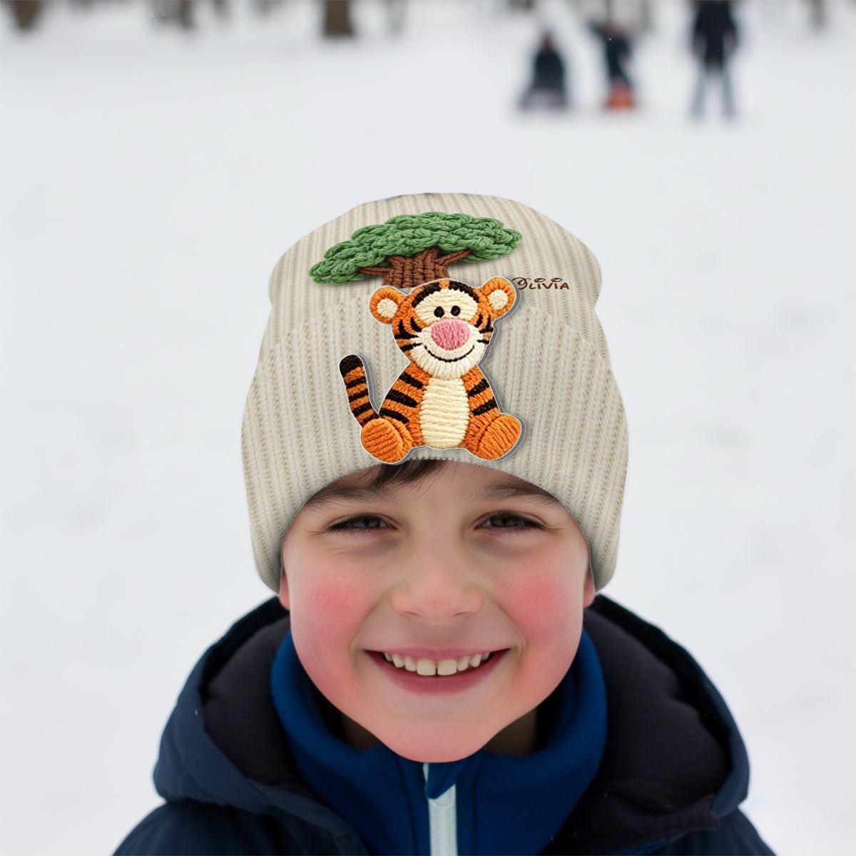 Friends - Personalized Yellow Bear Beanie Hat With Patches