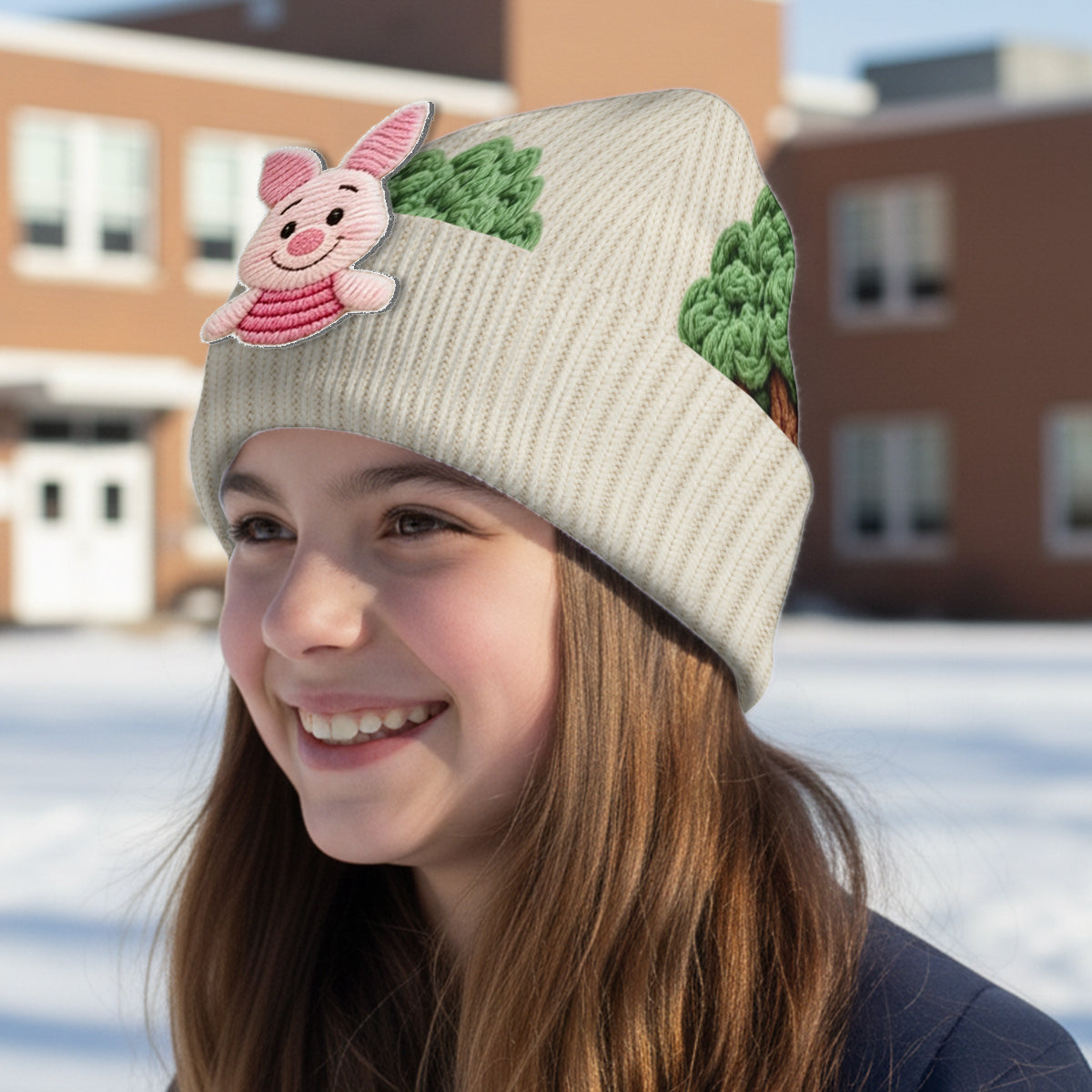 Friends - Personalized Yellow Bear Beanie Hat With Patches