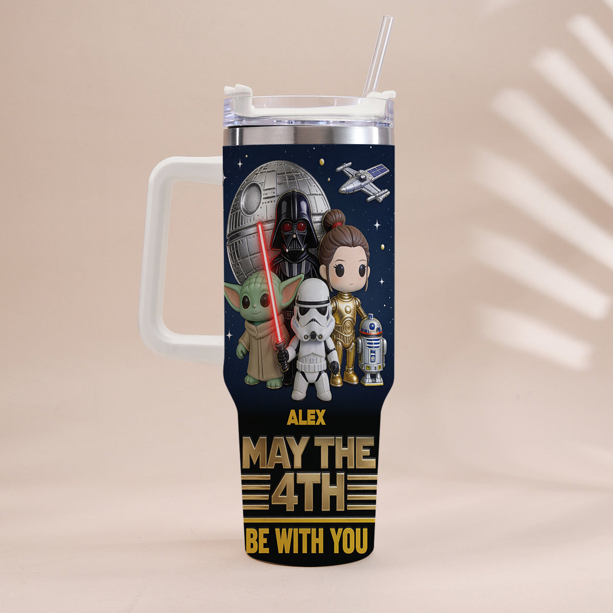 May The 4th Be With You - Personalized The Force Tumbler With Handle