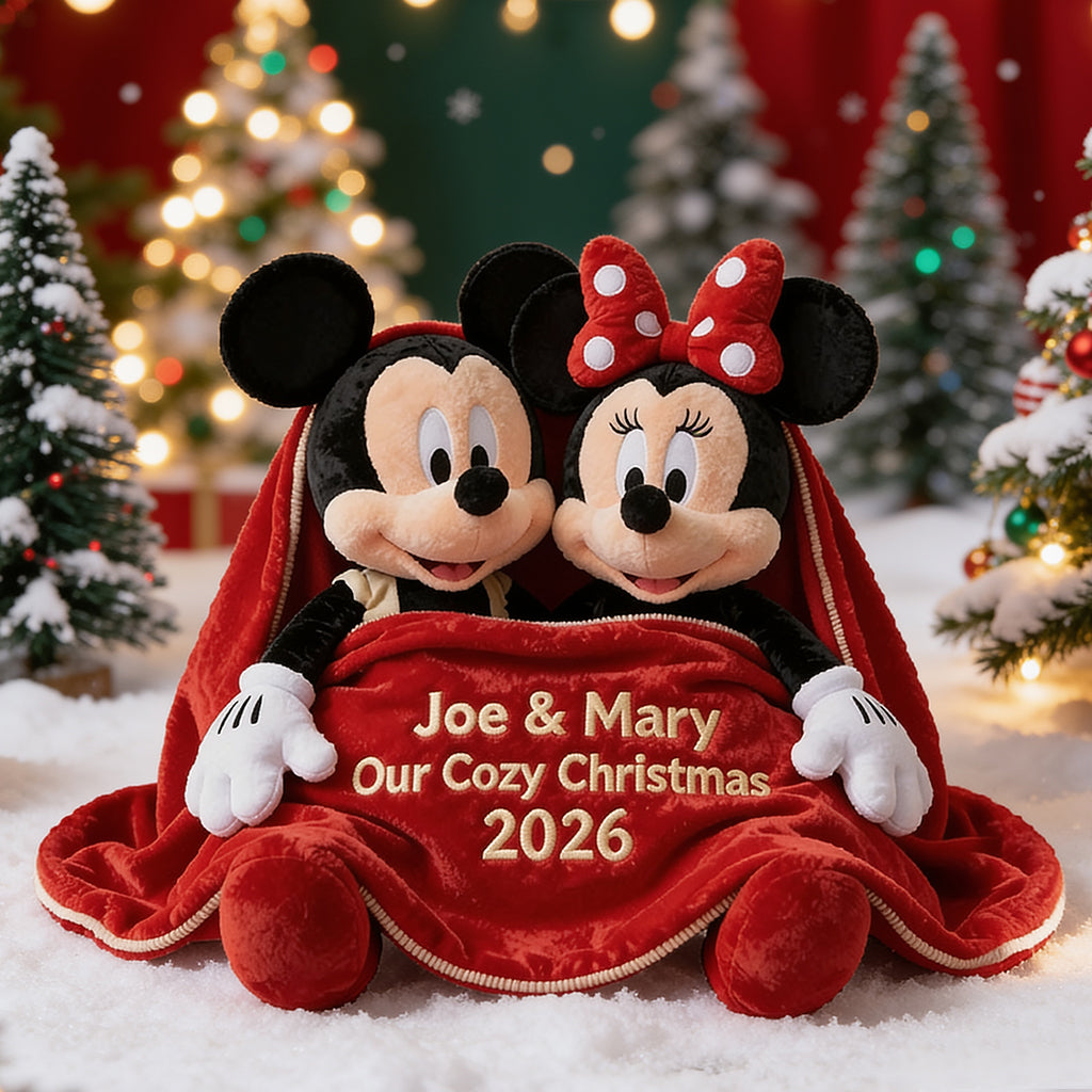 Couple Cozy Christmas - Personalized Mouse Premium Faux Fur Pillow