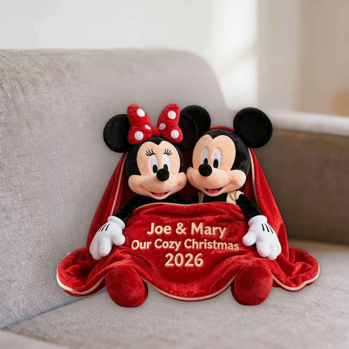 Couple Cozy Christmas - Personalized Mouse Premium Faux Fur Pillow