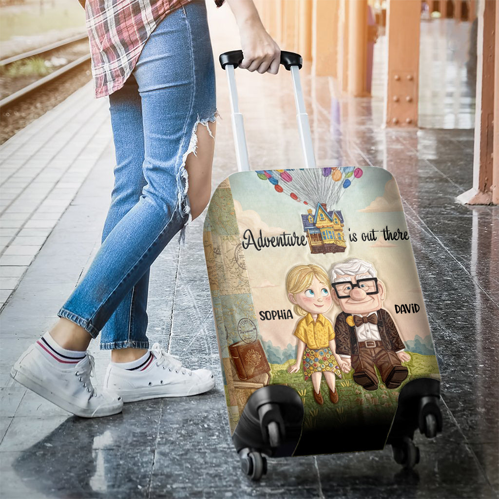 Adventure Is Out There - Personalized Couple Luggage Cover