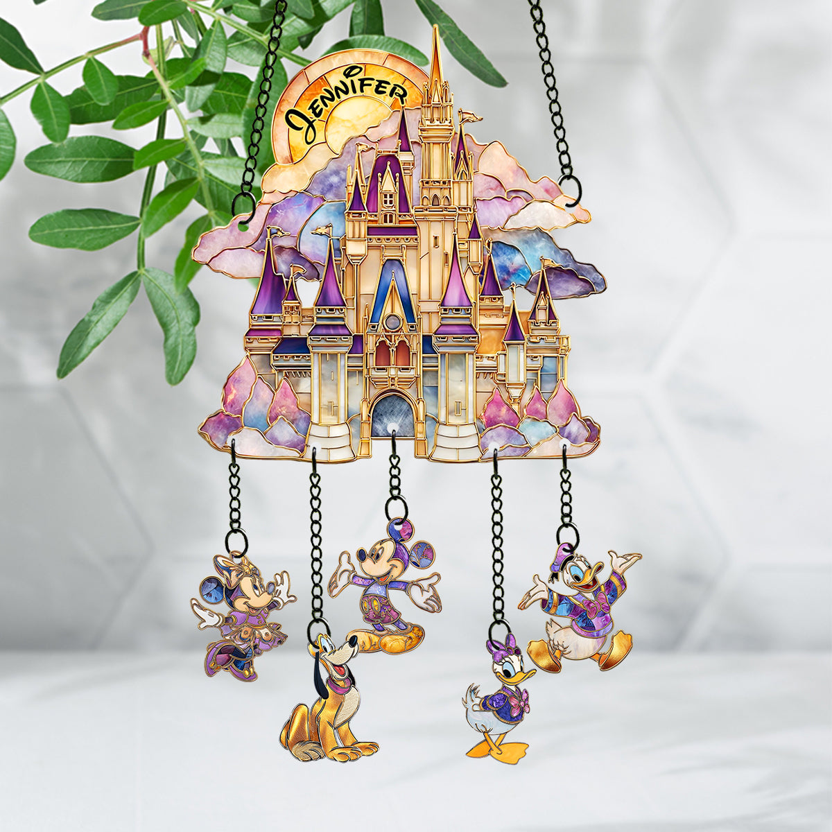 Magical Castle - Personalized Mouse Window Hanging Suncatcher With Charms