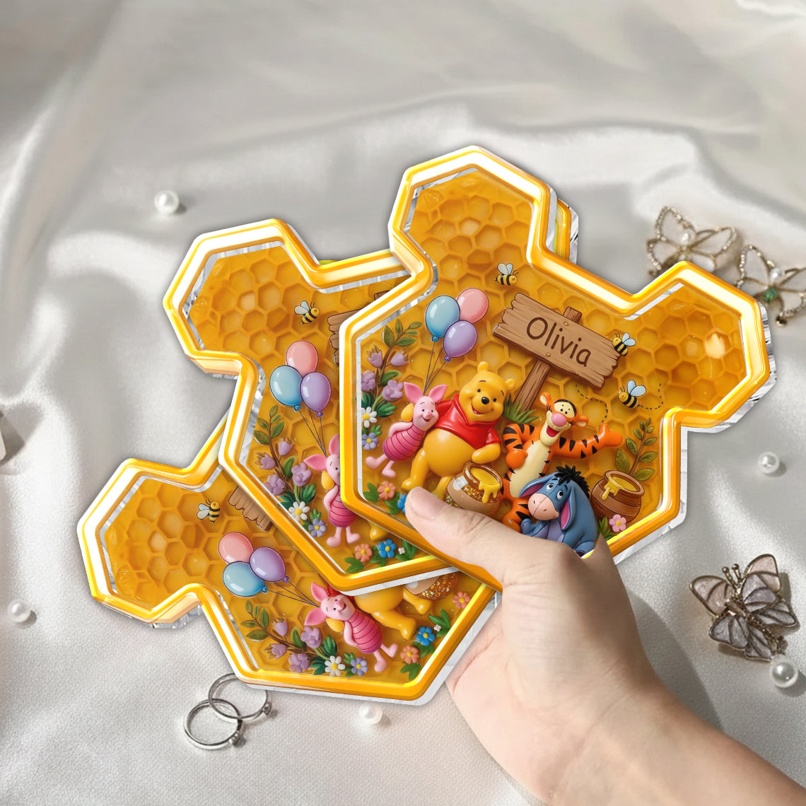 Sweet Honey Forest - Personalized Yellow Bear Catch-All Tray