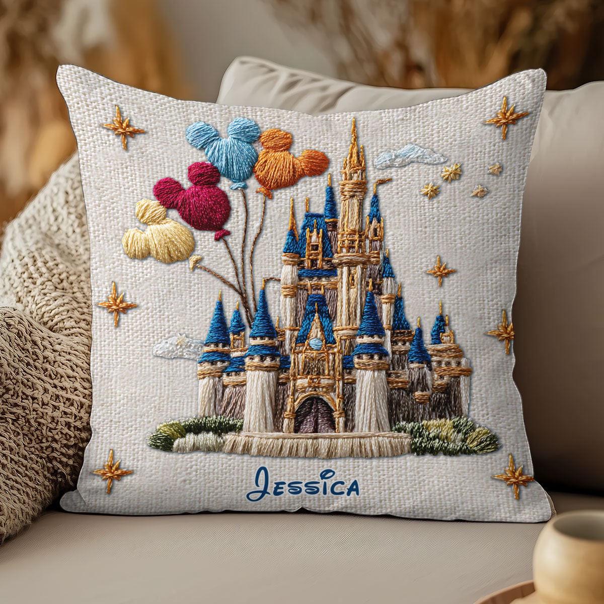 Magical Castle - Personalized Mouse Throw Pillow