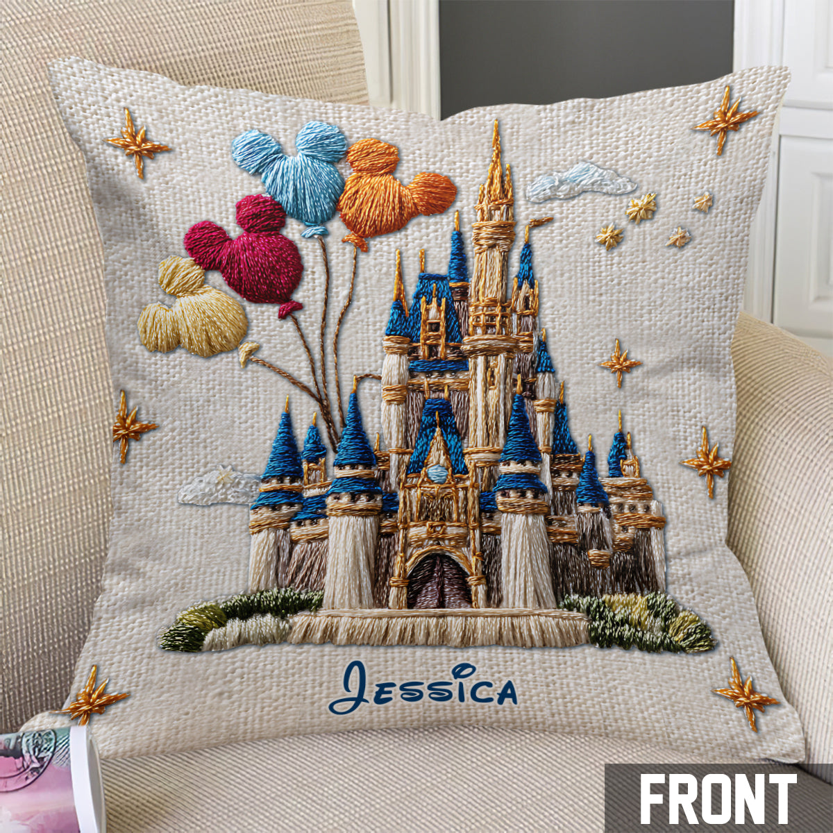 Magical Castle - Personalized Mouse Throw Pillow