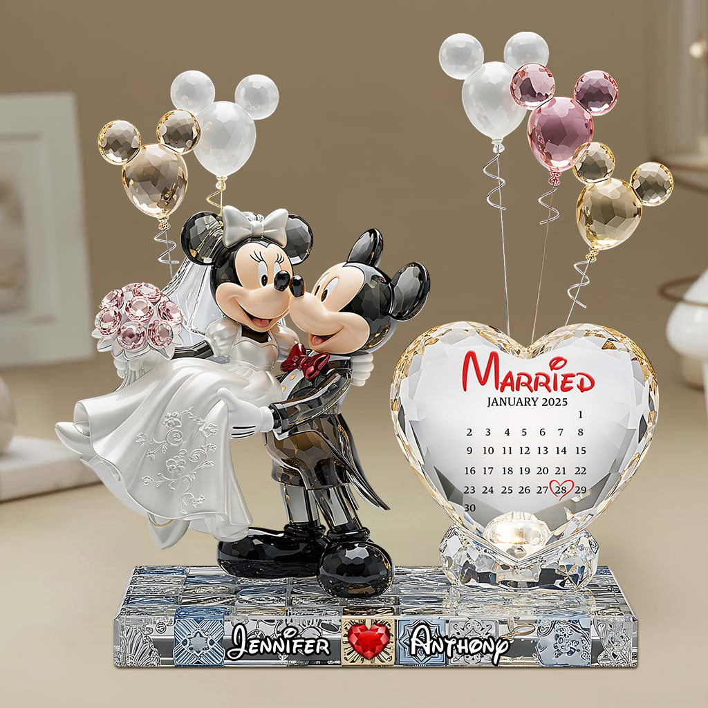 Happy Anniversary Mouse Couple - Personalized Mouse Custom Shaped Acrylic Plaque