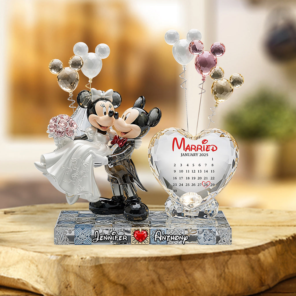Happy Anniversary Mouse Couple - Personalized Mouse Custom Shaped Acrylic Plaque