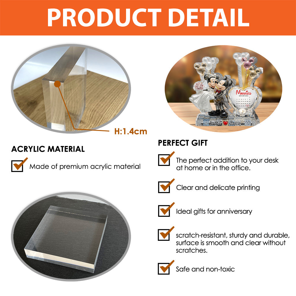 Happy Anniversary Mouse Couple - Personalized Mouse Custom Shaped Acrylic Plaque