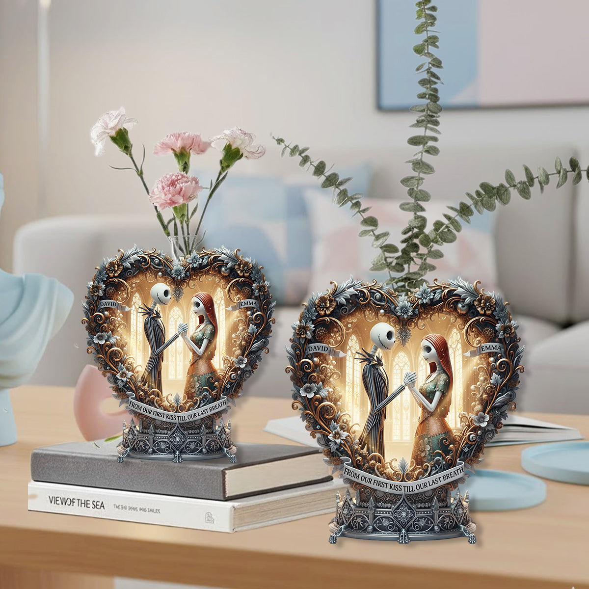 From Our First Kiss Till Our Last Breath - Personalized Nightmare Custom Shape Acrylic Flower Vase