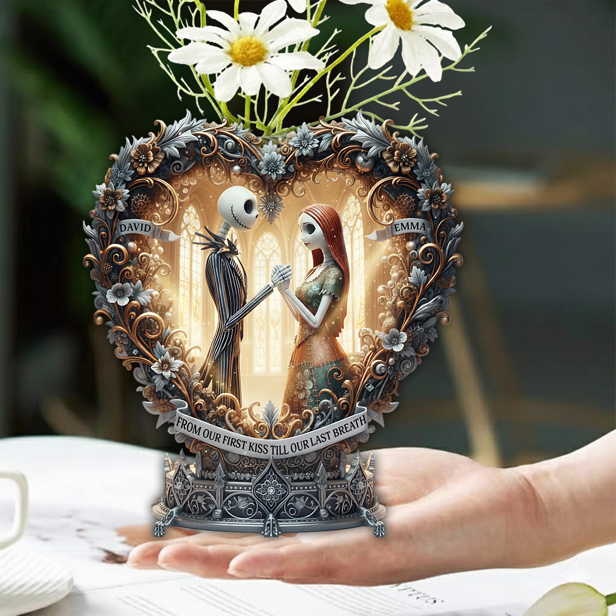 From Our First Kiss Till Our Last Breath - Personalized Nightmare Custom Shape Acrylic Flower Vase