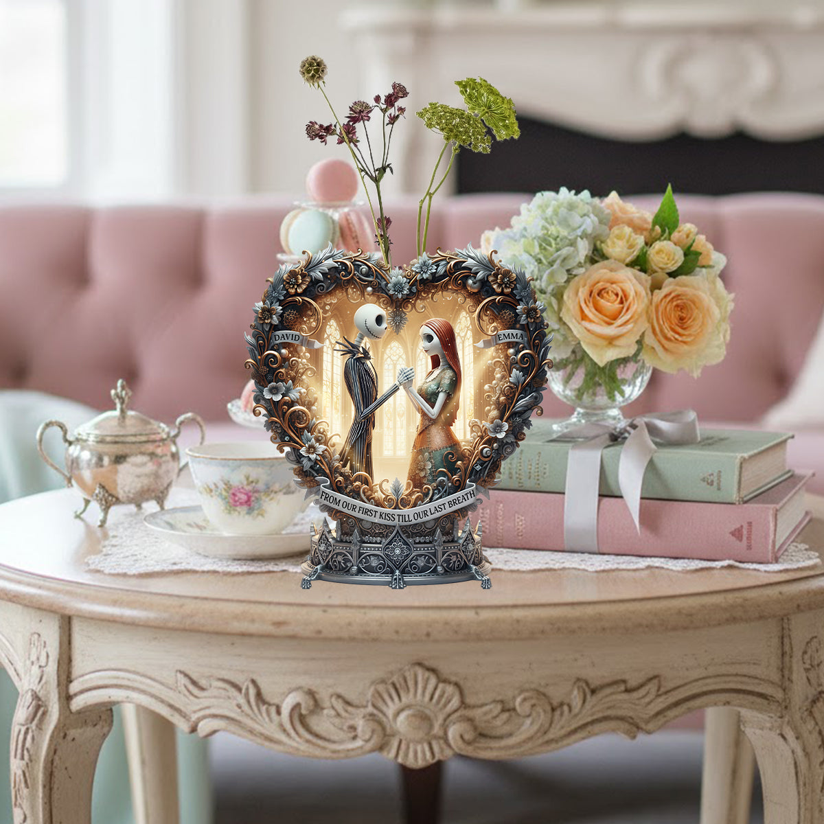 From Our First Kiss Till Our Last Breath - Personalized Nightmare Custom Shape Acrylic Flower Vase