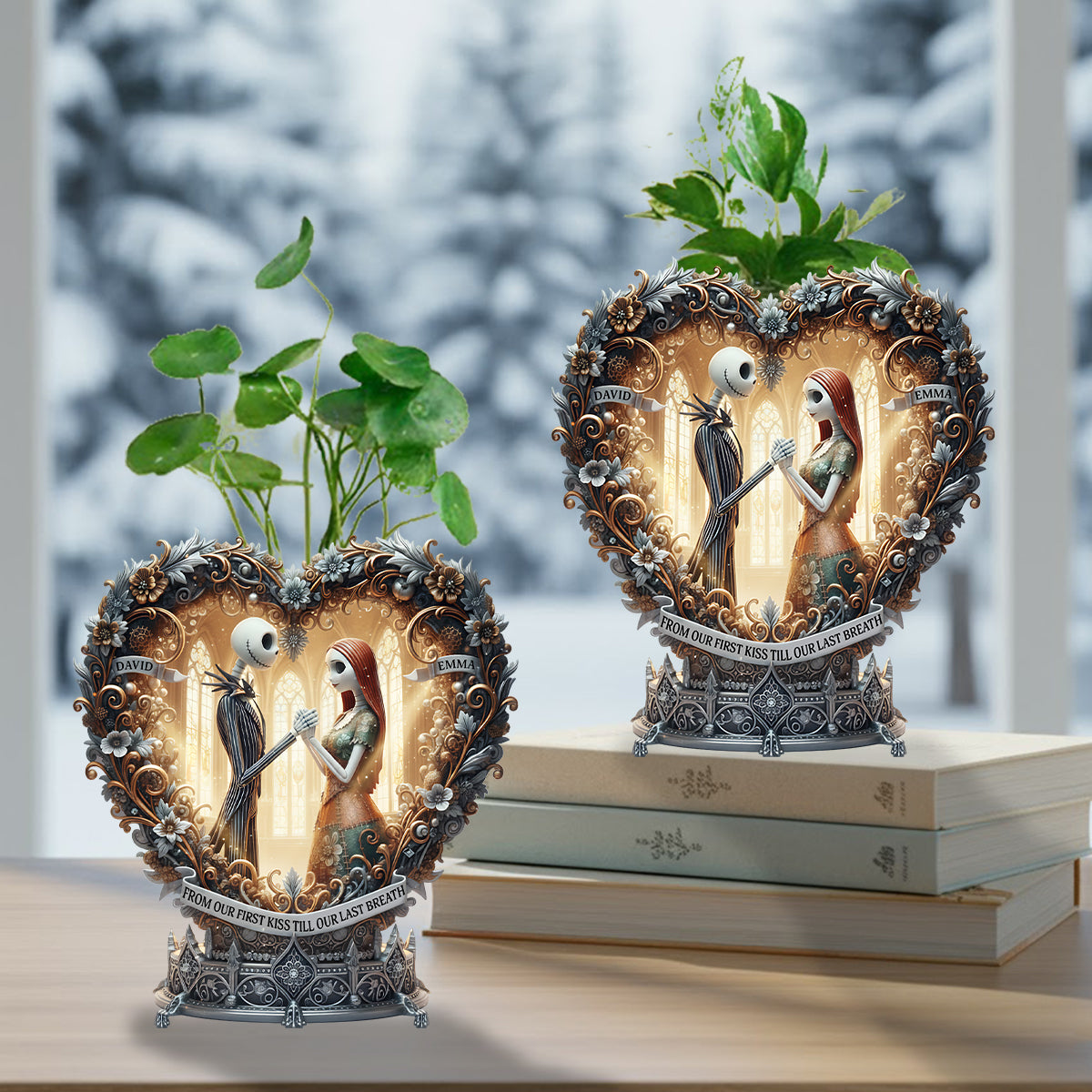 From Our First Kiss Till Our Last Breath - Personalized Nightmare Custom Shape Acrylic Flower Vase