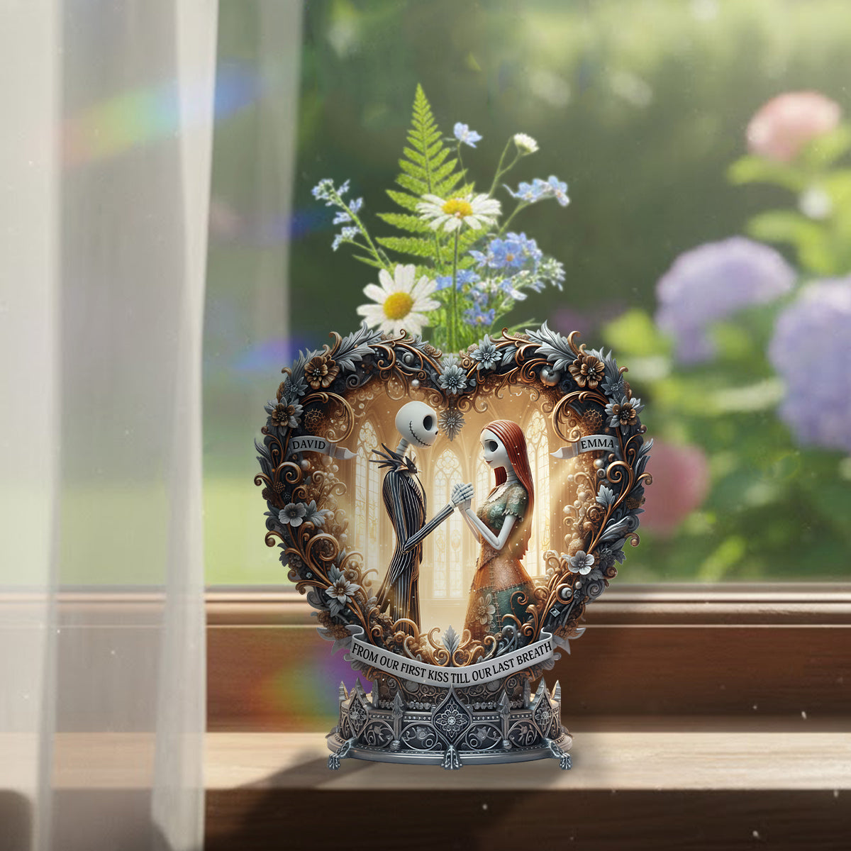 From Our First Kiss Till Our Last Breath - Personalized Nightmare Custom Shape Acrylic Flower Vase