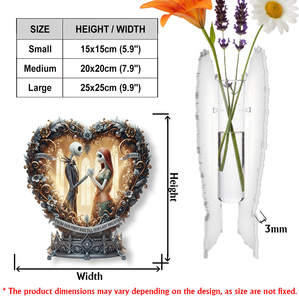 From Our First Kiss Till Our Last Breath - Personalized Nightmare Custom Shape Acrylic Flower Vase