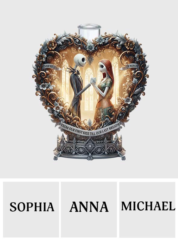 From Our First Kiss Till Our Last Breath - Personalized Nightmare Custom Shape Acrylic Flower Vase