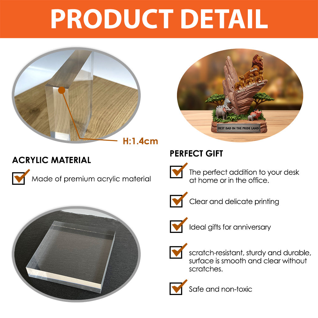 Best Dad In The Pride Land - Personalized Father Custom Shaped Acrylic Plaque