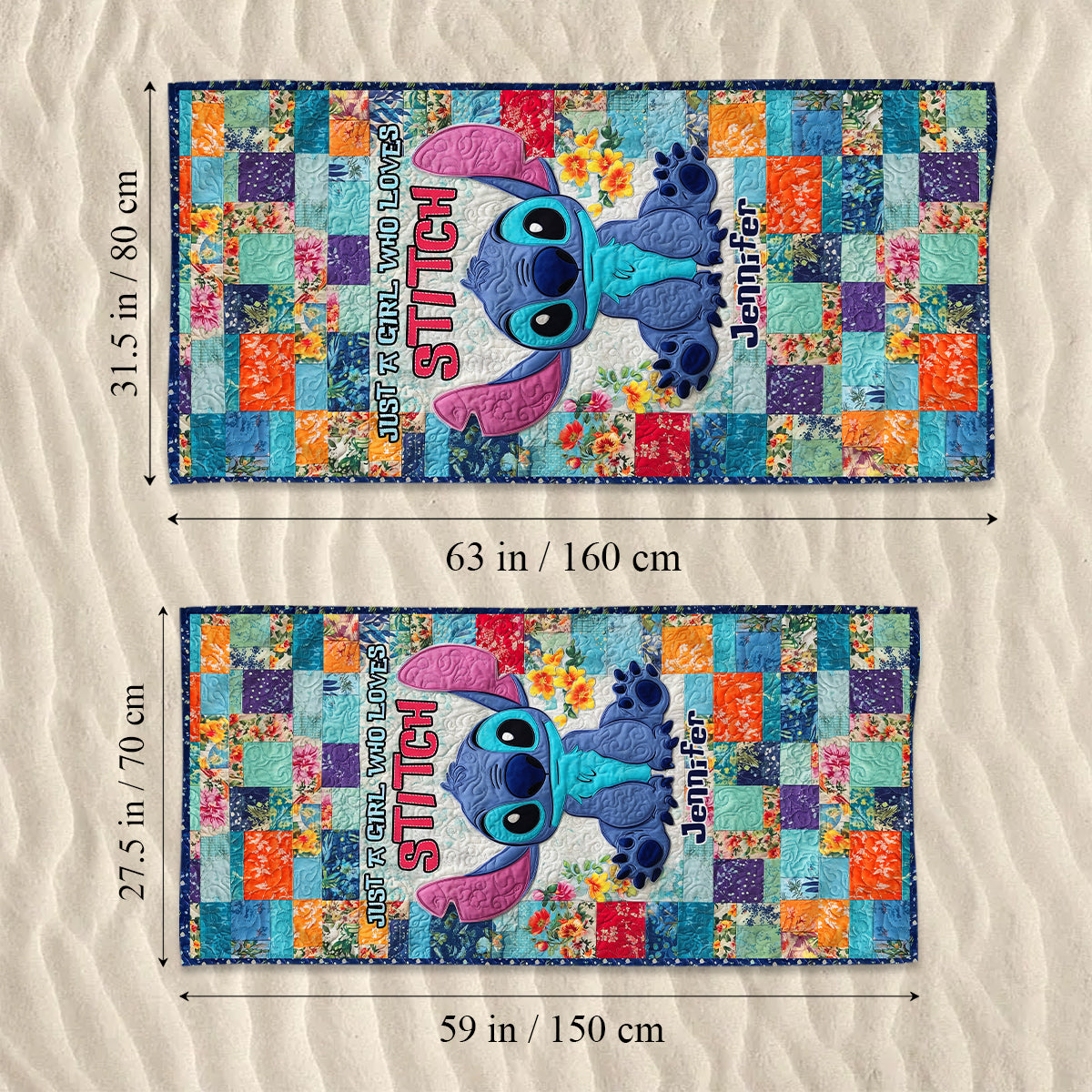 Just A Girl Who Loves Stitchs - Personalized Ohana Quick-dry Beach Towel/ Bath Towel