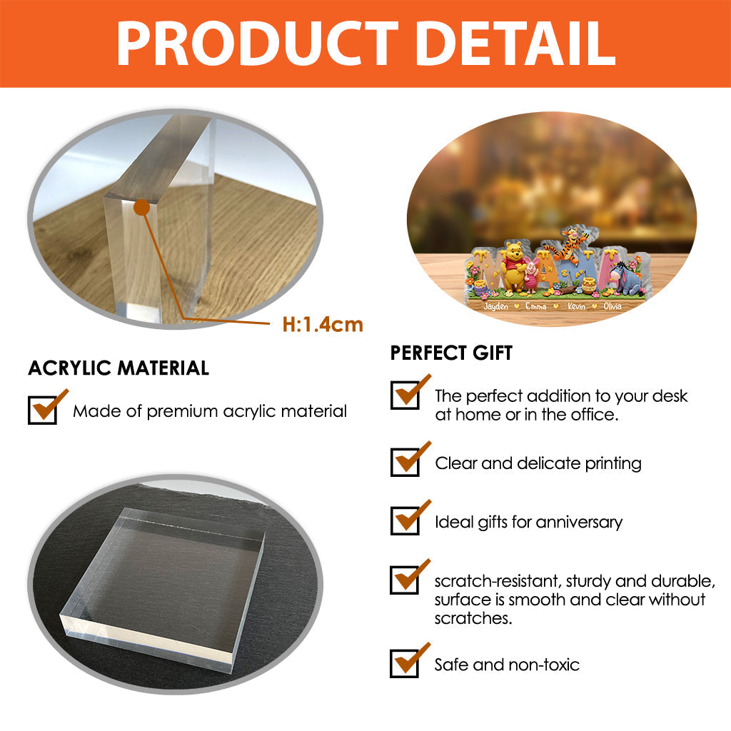 Mama Bear - Personalized Mouse Custom Shaped Acrylic Plaque