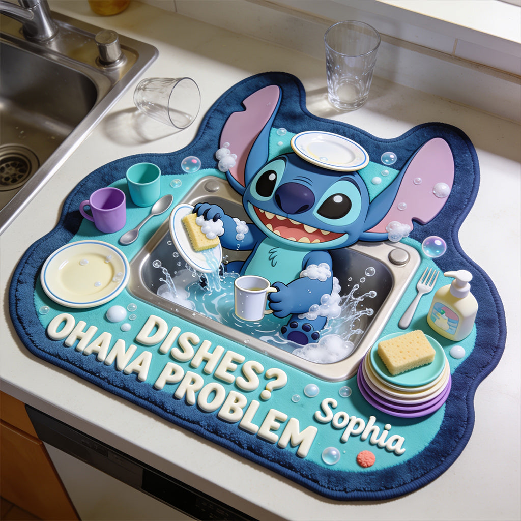 Dishes Ohana Problem - Personalized Ohana Drying Mat