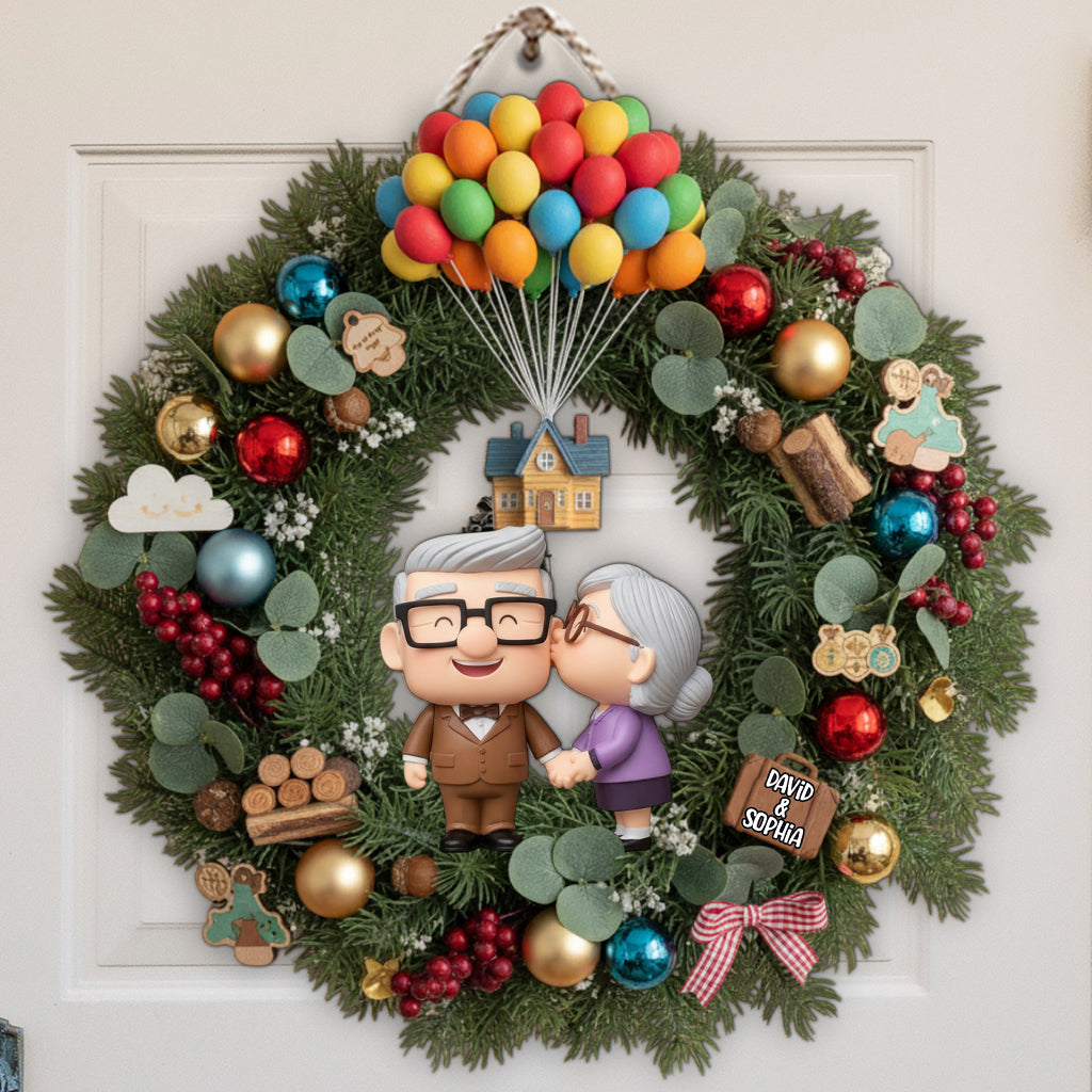 Old Couple Holiday - Personalized Couple Custom Shaped Wood Sign