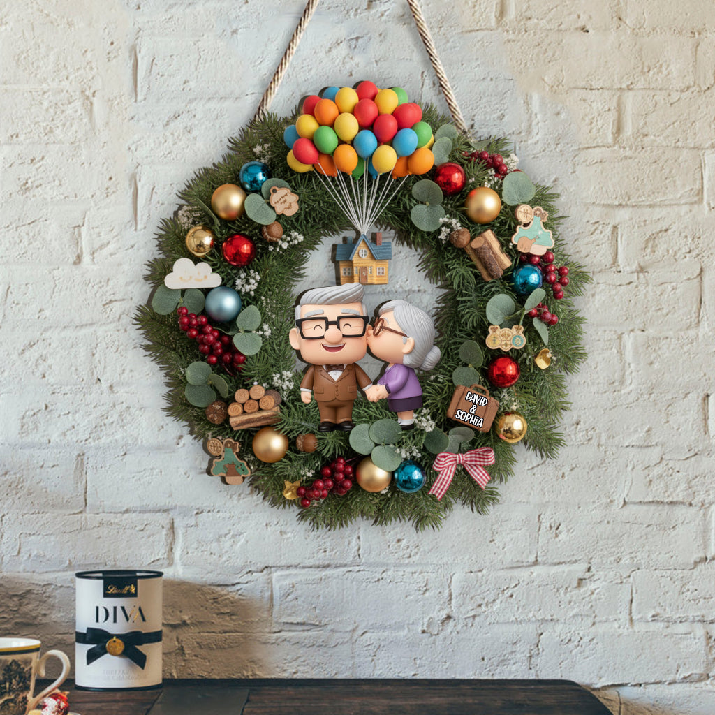 Old Couple Holiday - Personalized Couple Custom Shaped Wood Sign