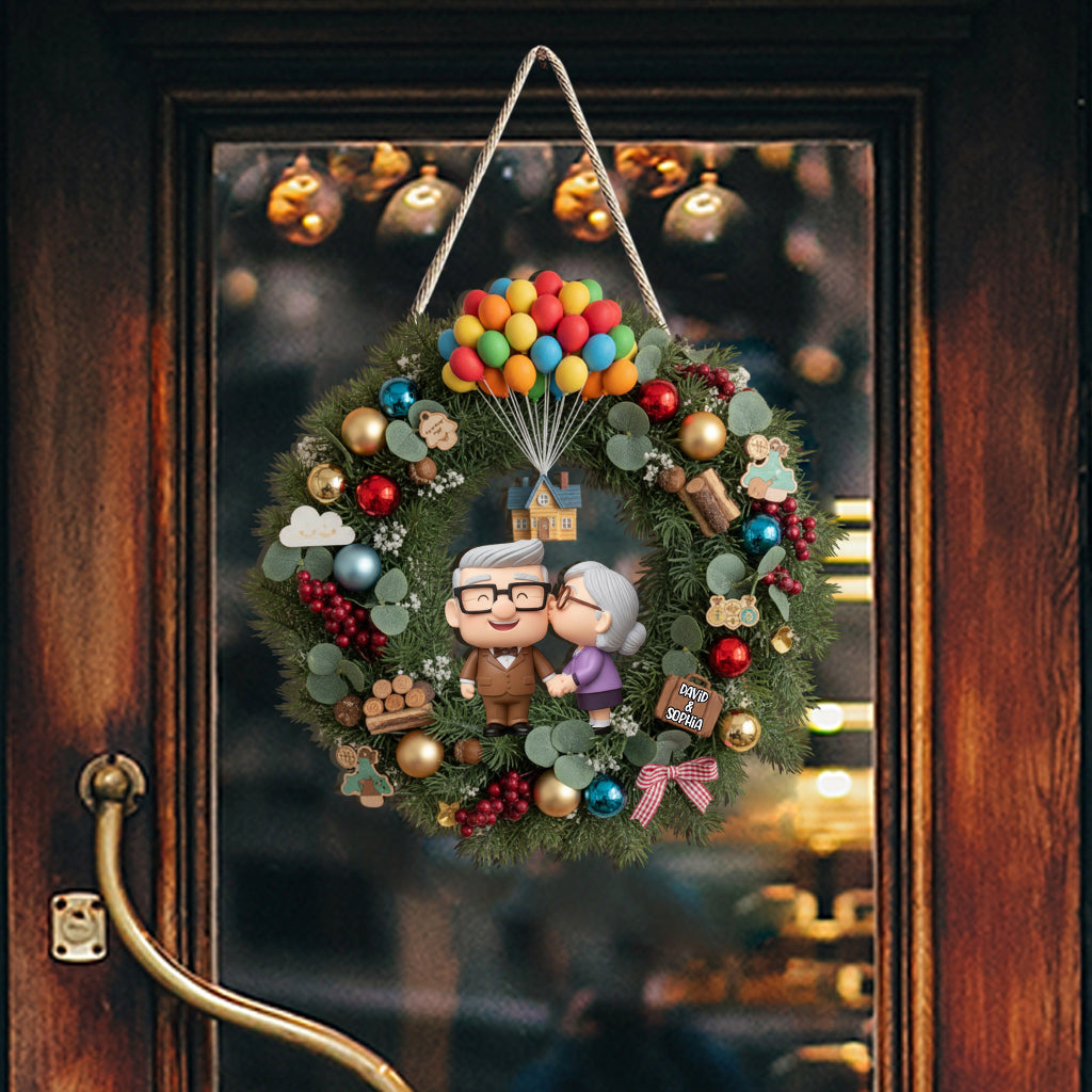 Old Couple Holiday - Personalized Couple Custom Shaped Wood Sign