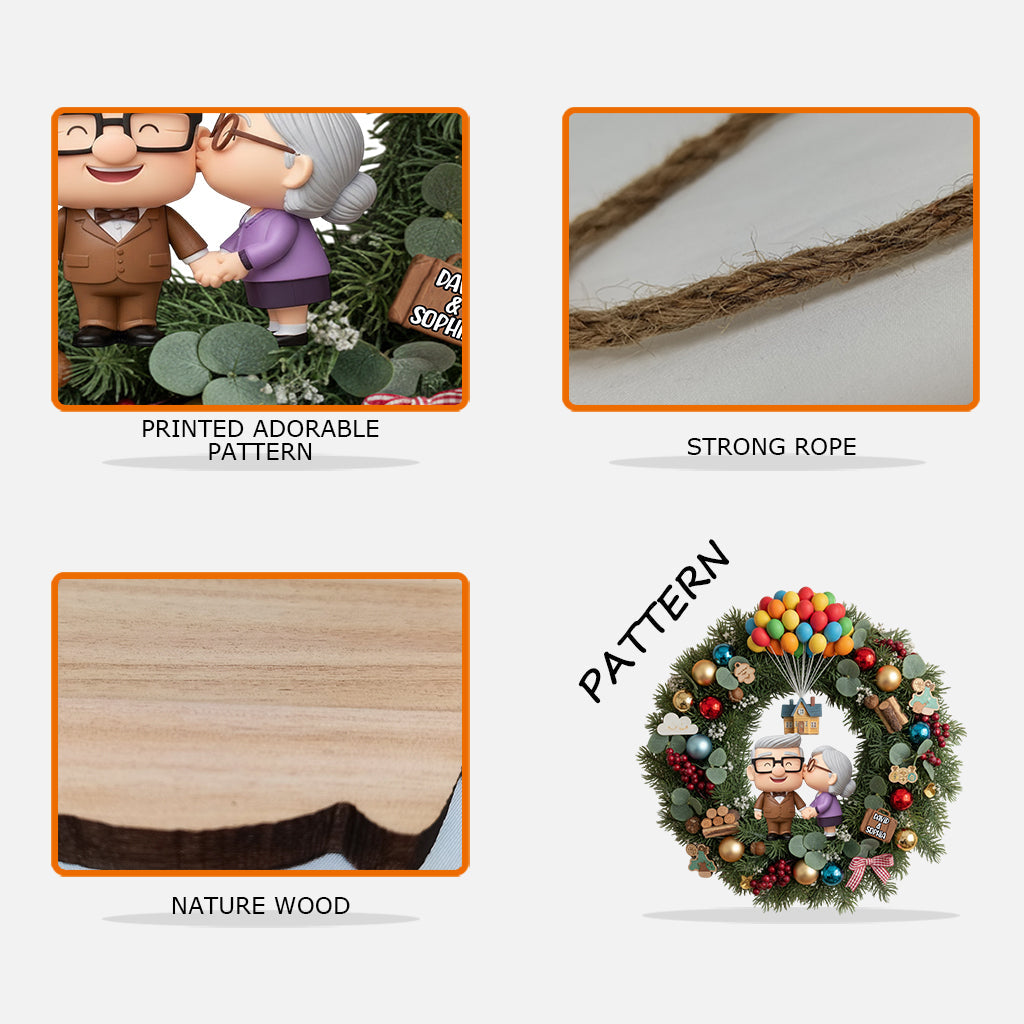 Old Couple Holiday - Personalized Couple Custom Shaped Wood Sign