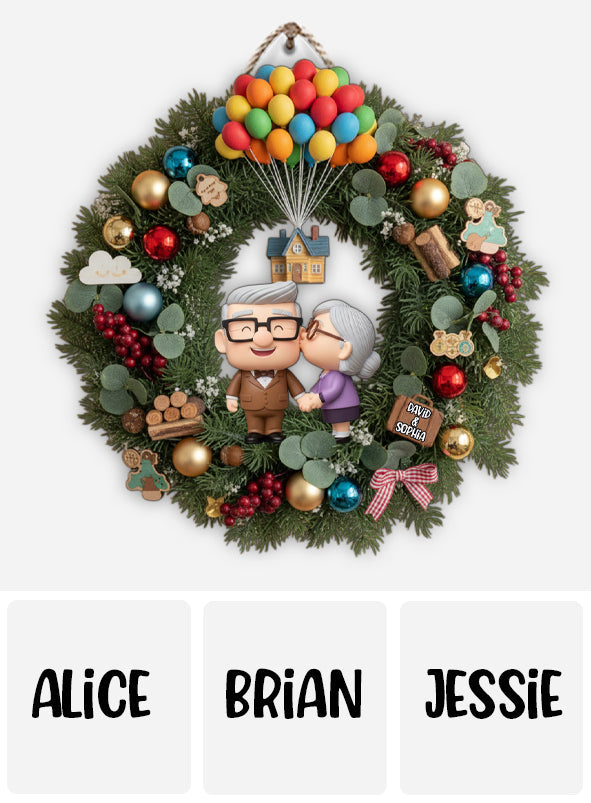 Old Couple Holiday - Personalized Couple Custom Shaped Wood Sign