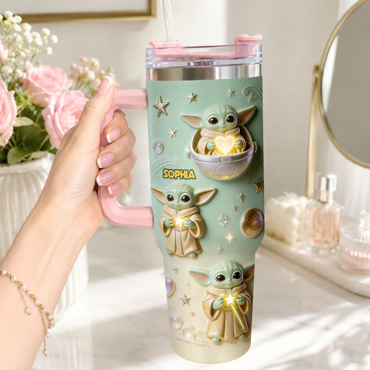 Cute Baby - Personalized The Force Tumbler With Plush Charm
