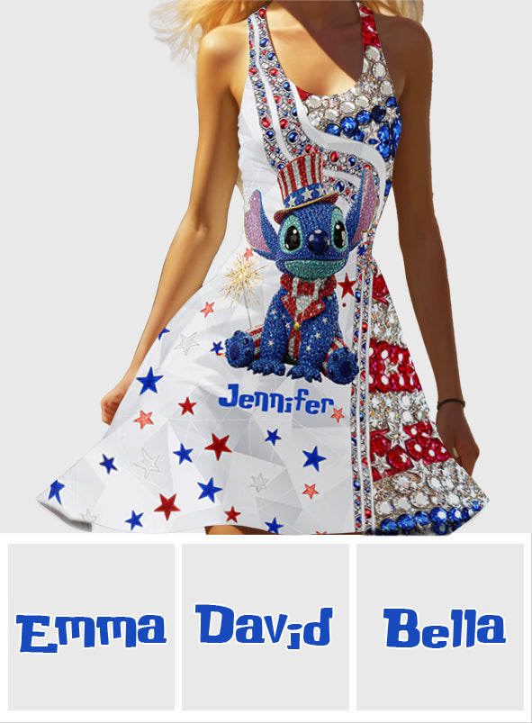 Red And White - Personalized Ohana Sleeveless Dress