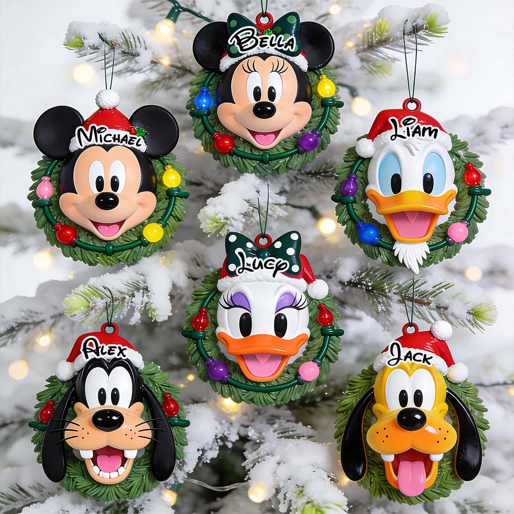 Holly Jolly Holiday Friends - Personalized Mouse Premium 3D Ornament