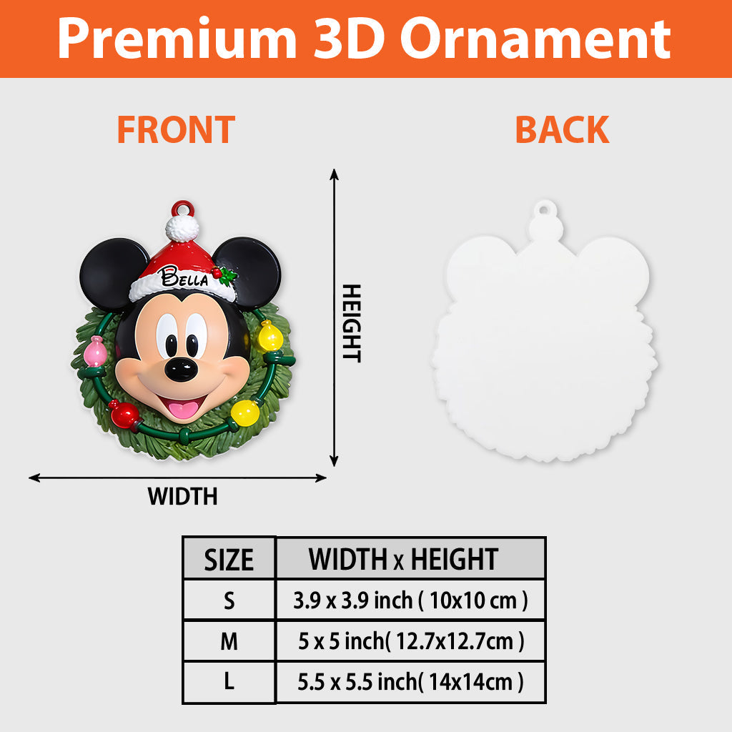 Holly Jolly Holiday Friends - Personalized Mouse Premium 3D Ornament