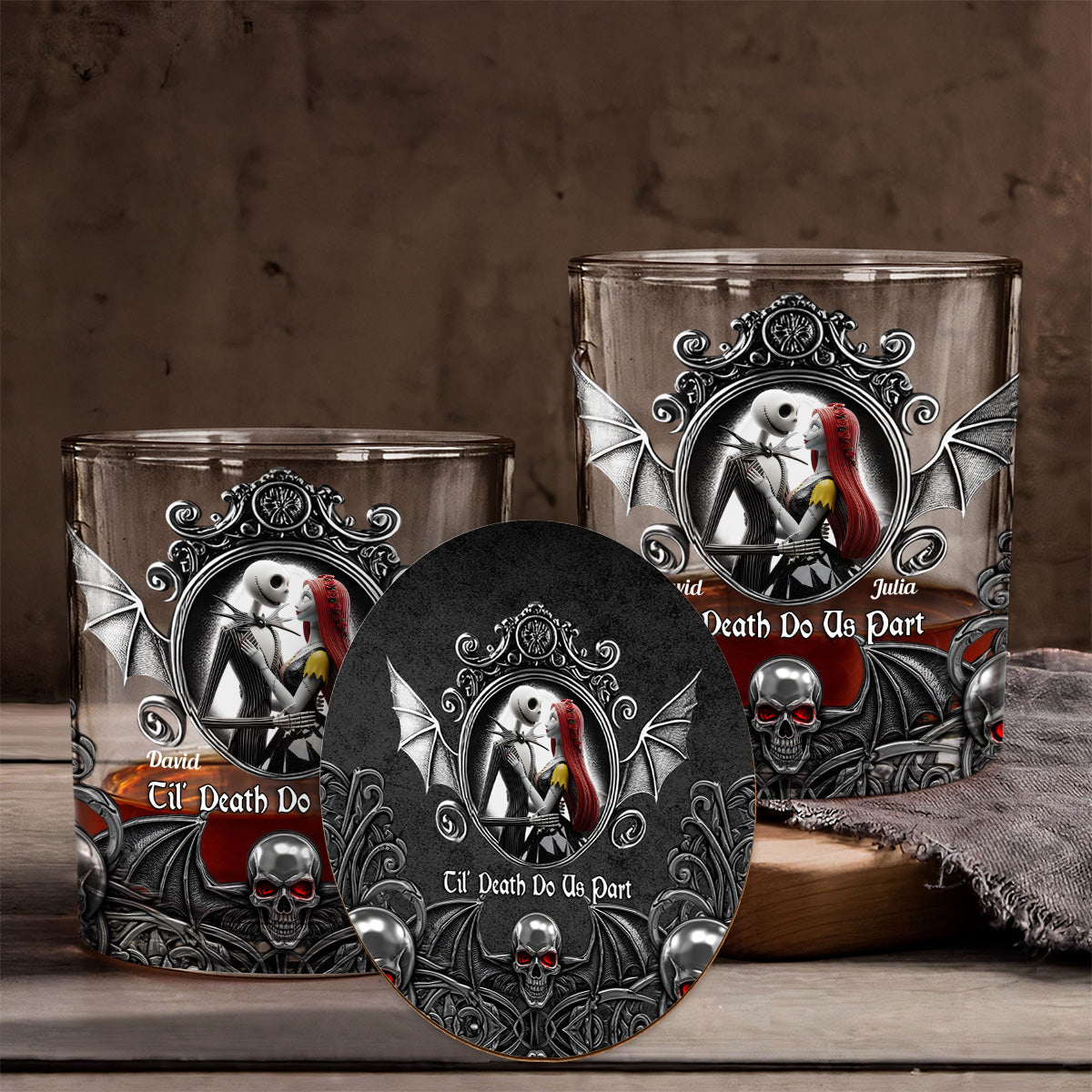 Til Death Do Us Part - Personalized Nightmare Whiskey Glass