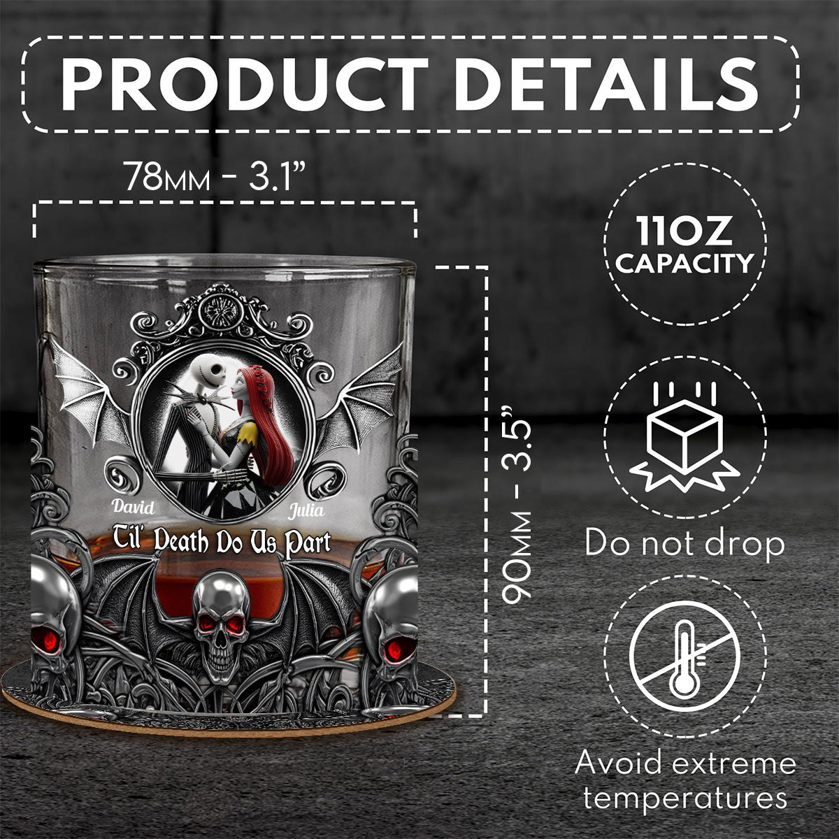Til Death Do Us Part - Personalized Nightmare Whiskey Glass