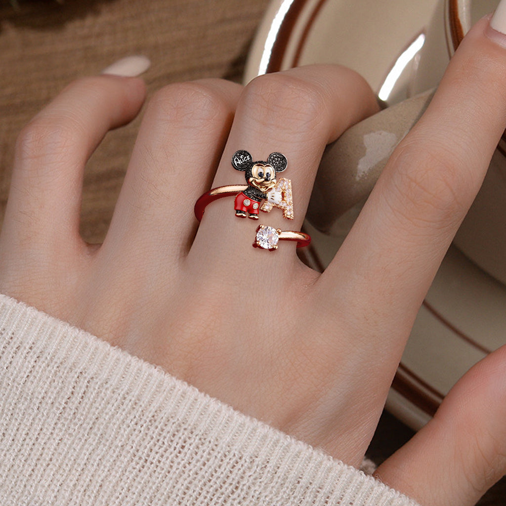 Fantasy Character Holding Love Letter - Personalized Mouse Adjustable Shaped Ring