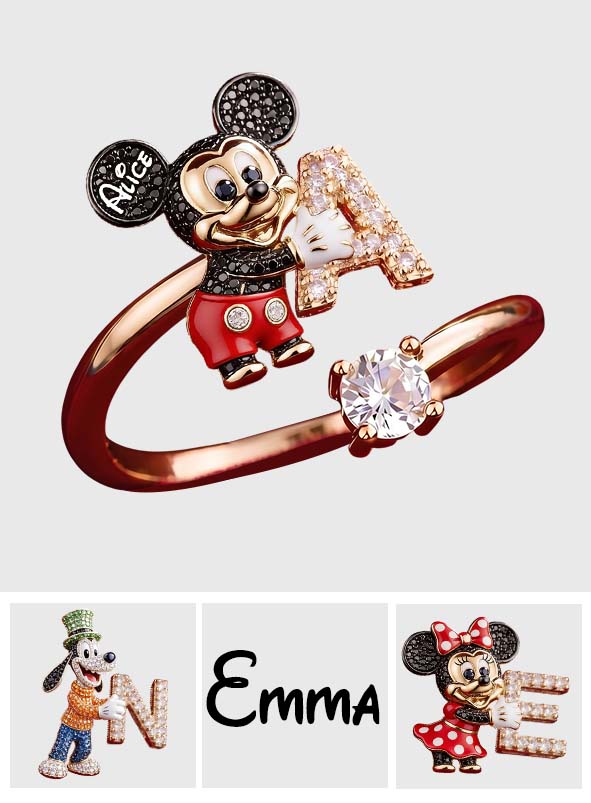 Fantasy Character Holding Love Letter - Personalized Mouse Adjustable Shaped Ring
