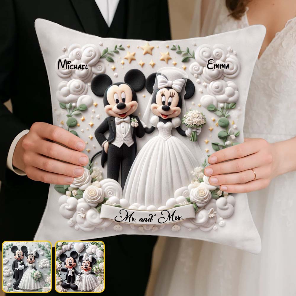 Happy Married Couple - Personalized Mouse Throw Pillow