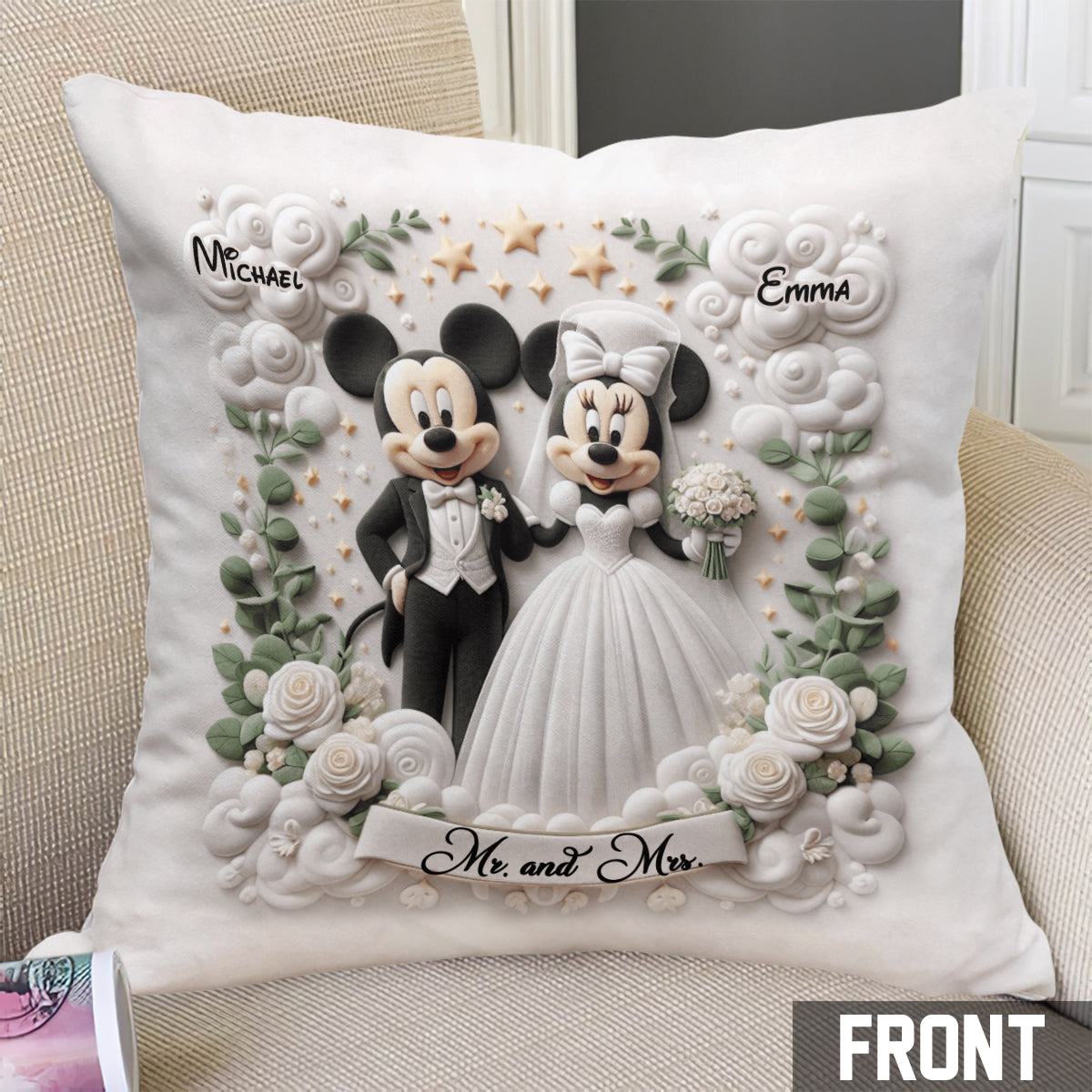 Happy Married Couple - Personalized Mouse Throw Pillow