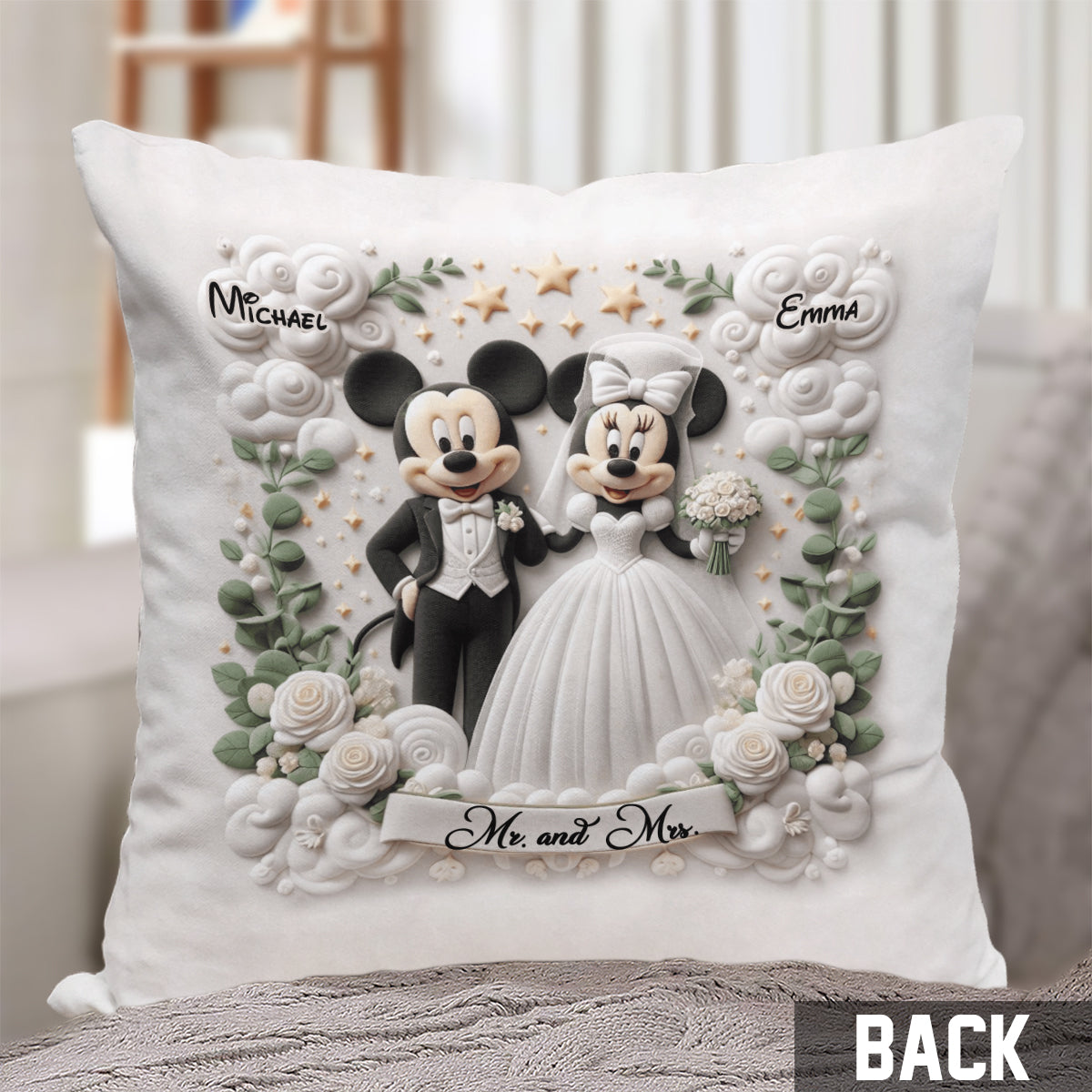 Happy Married Couple - Personalized Mouse Throw Pillow
