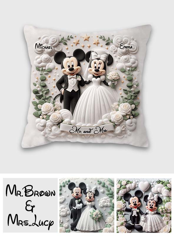 Happy Married Couple - Personalized Mouse Throw Pillow