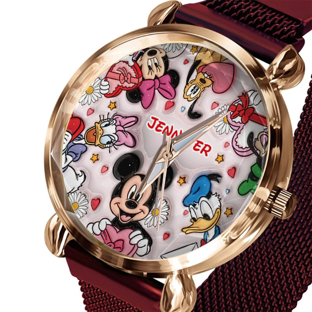 Fun-Loving Mouse, Duck, and Dog Character Design - Personalized Mouse Women Hand Watch