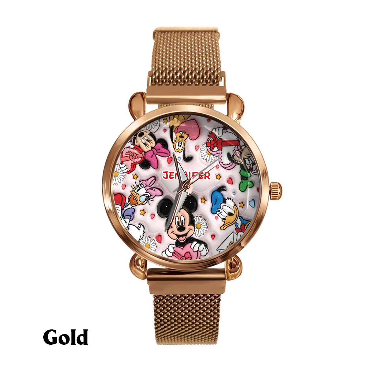 Fun-Loving Mouse, Duck, and Dog Character Design - Personalized Mouse Women Hand Watch