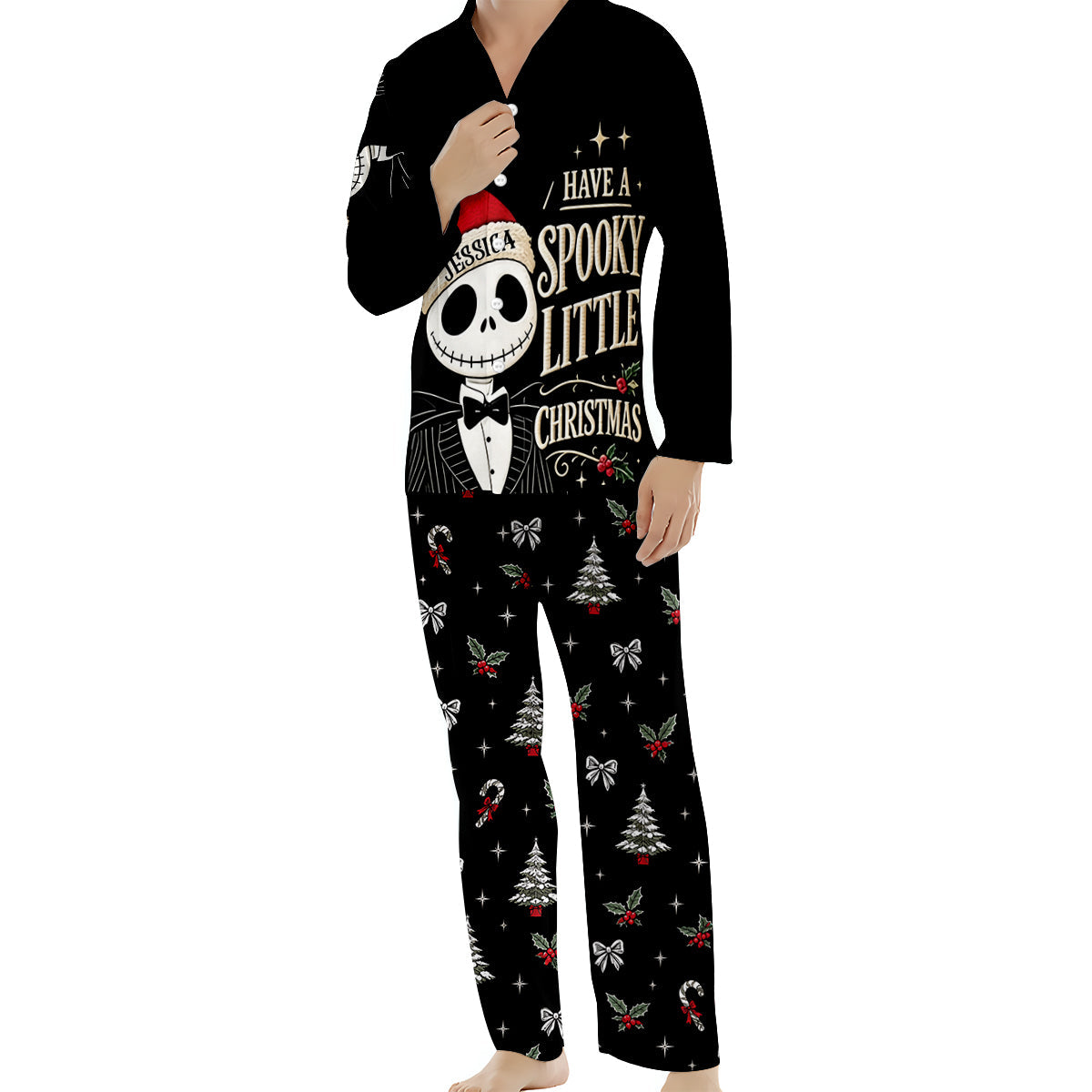 Have A Spooky Christmas - Personalized Nightmare Button Down Pajamas